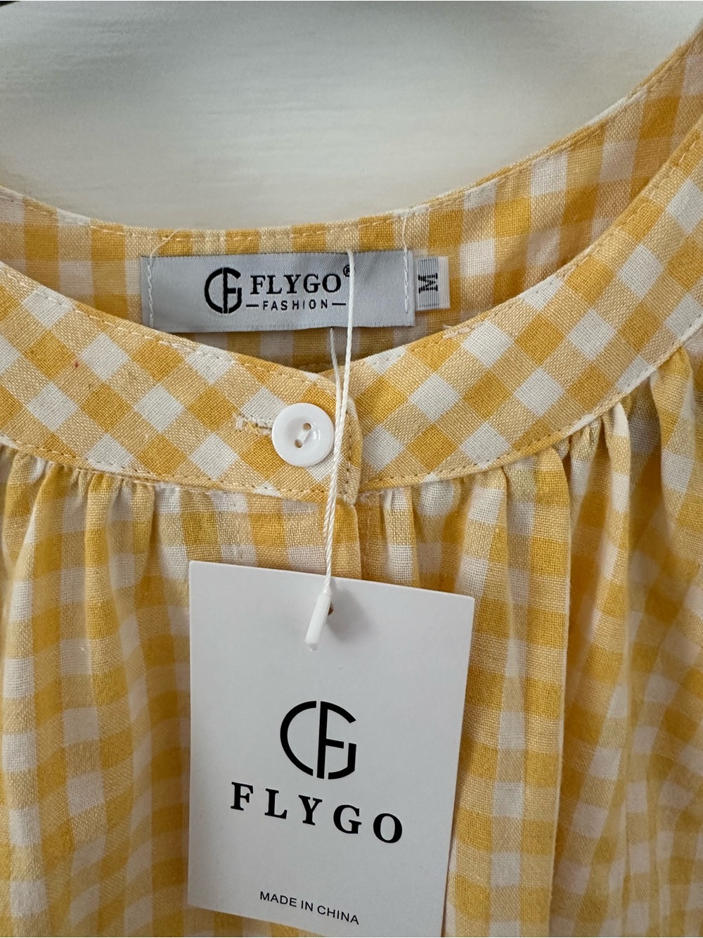Women’s Yellow Gingham Ruffle Button-Front Top - Picture 2 of 5